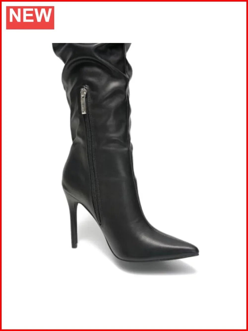 Pointed Toe Thigh High Boots 4 Inch Heel Cushioned Over the Knee Slouch